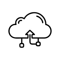 Cloud Storage Network Icon in Silhouette Style on White Background – Minimalist Cloud Computing Symbol for Business and Web