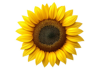 Fototapeta premium Sunflower head blooming with bright yellow petals, gleaming against transparent background