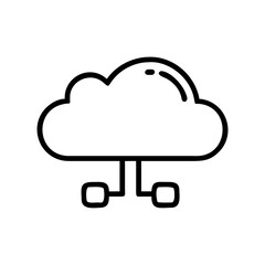 Cloud Storage Network Icon in Silhouette Style on White Background – Minimalist Cloud Computing Symbol for Business and Web