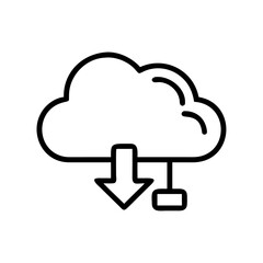 Cloud Storage Network Icon in Silhouette Style on White Background – Minimalist Cloud Computing Symbol for Business and Web