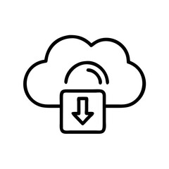 Cloud Storage Network Icon in Silhouette Style on White Background – Minimalist Cloud Computing Symbol for Business and Web