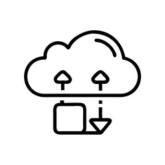 Cloud Storage Network Icon in Silhouette Style on White Background – Minimalist Cloud Computing Symbol for Business and Web