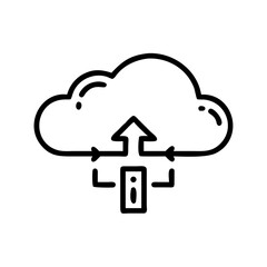 Cloud Storage Network Icon in Silhouette Style on White Background – Minimalist Cloud Computing Symbol for Business and Web