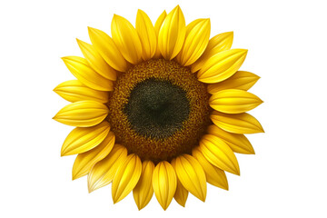 Fototapeta premium Sunflower head blooming with bright yellow petals, gleaming against transparent background