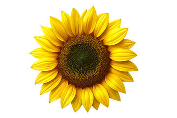 Fototapeta premium Sunflower head blooming with bright yellow petals, gleaming against transparent background
