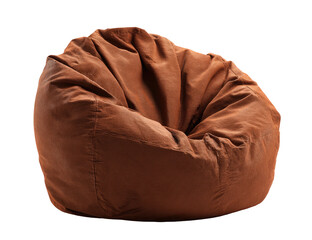 Brown Corduroy Bean Bag Chair Isolated on Transparent Background