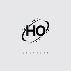 HO Creative Monogram Logo – Minimal Futuristic Letter mark Design with Space Orbit Style and swirl Style  for Modern Branding & Tech Identity