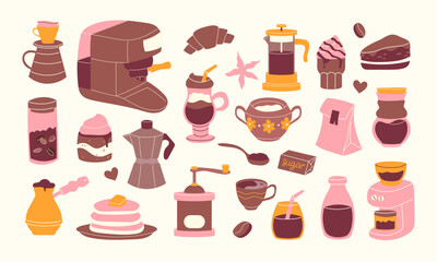 Coffee set in flat style. Vector illustration