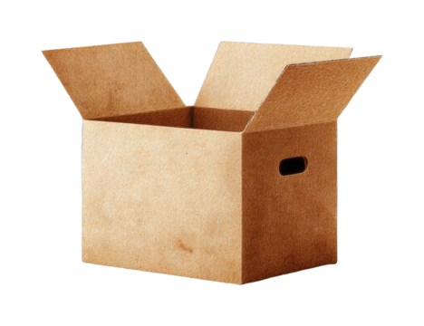 Open cardboard box with handles for storage and shipping
