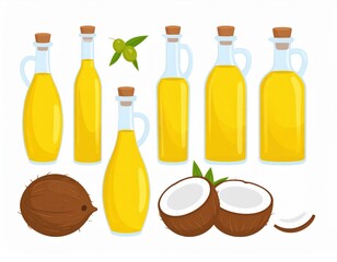 Collection Of Oil Bottles And Coconuts