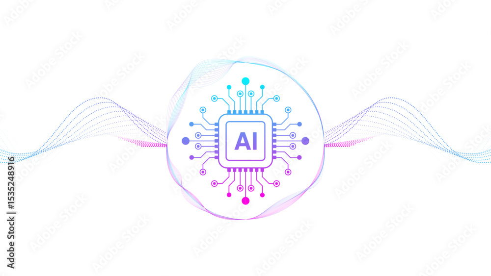 Poster artificial intelligence and big data abstract light lines wavy flowing dynamic on transparent backgr