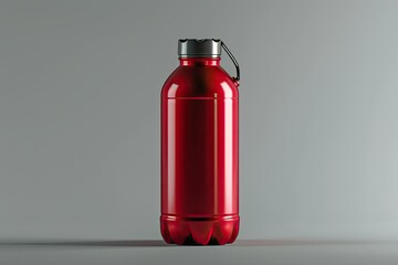 High Detail Picture of Red Sport Water Bottle Mockup on Grey Background 3D Rendering