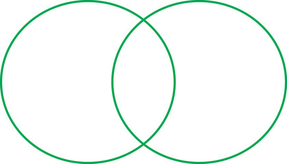 Green Venn Diagram: Two overlapping circles in vibrant green, symbolizing connection, intersection, and shared elements. Perfect for illustrating relationships, comparisons, or concepts of unity.