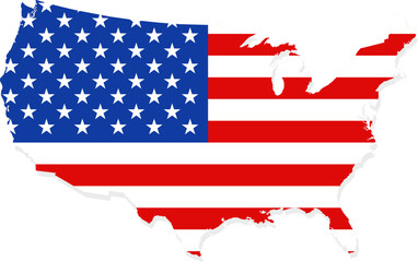 USA flag on map. United states of america. American flag on map transparent background