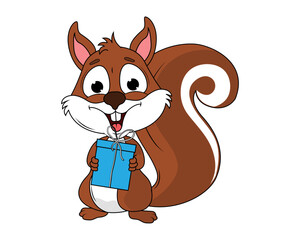 Cute Squirrel Animal Cartoon Illustration
