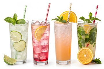 Refreshing Summer Drinks Lime, Lemon, Mint & Pink Lemonade