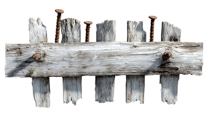 Weathered wooden fence with rusty nails.
