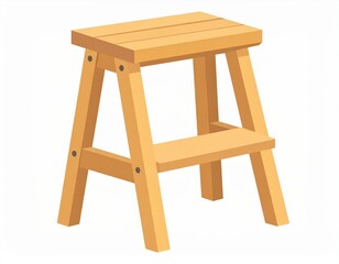 Simple Wooden Step Stool Illustration