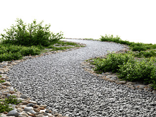 Winding pathway surrounded by lush greenery.