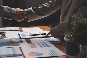 Business handshake for teamwork of business merger and acquisition,successful negotiate,hand...