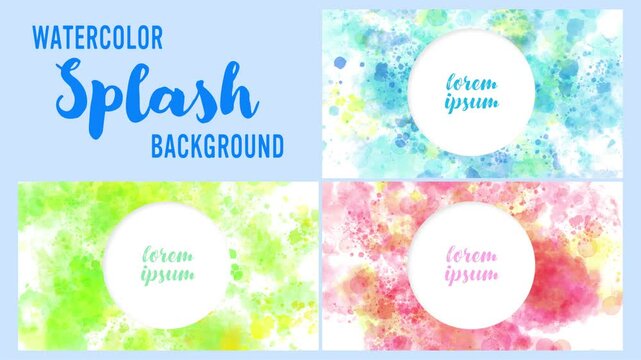Watercolor splash frame animation set