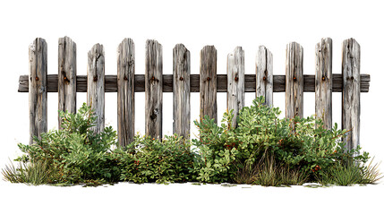 Wooden fence surrounded by vibrant greenery.