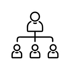 Company Organizational Structure Icon in Silhouette Style on White Background – Minimal Hierarchy Chart Symbol for Business and Corporate Use