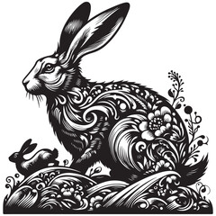 black and white bunny