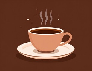 Obraz premium Warm Coffee Cup On Brown Background