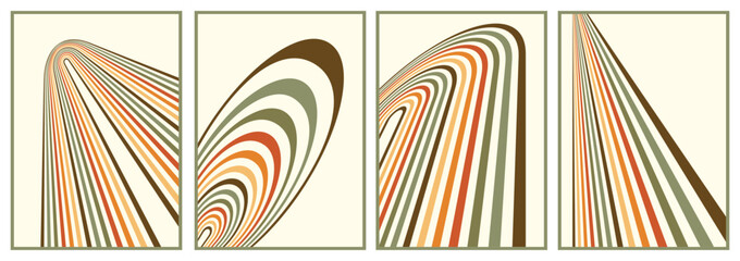 retro vintage 70s style stripes background poster lines. shapes vector design graphic 1970s retro background. abstract stylish 70s era line frame illustration