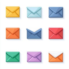Mail icon set cut out isolated on white background