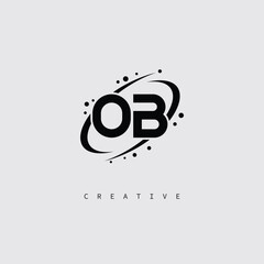 OB Creative Monogram Logo – Minimal Futuristic Letter mark Design with Space Orbit Style and swirl Style  for Modern Branding & Tech Identity