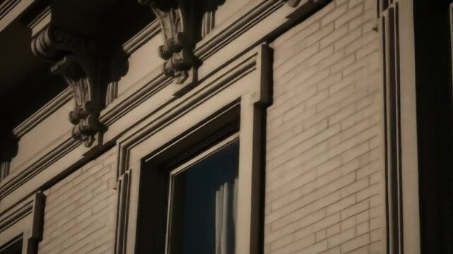 Sunlight on a Classic Brick Building Facade