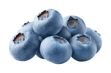 Obraz premium Close-up of fresh blueberries with dew drops piled together