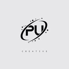 PU Creative Monogram Logo – Minimal Futuristic Letter mark Design with Space Orbit Style and swirl Style  for Modern Branding & Tech Identity