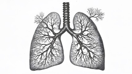 Detailed anatomical illustration of the lungs.