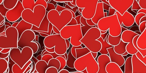 Heap of red heart icons, social media icon love, like or valentine concept background