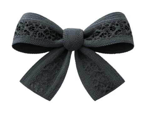 Lace textured dark bow with intricate detailing