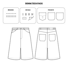 Denim Technical Drawing, Tech Pack, Brushes