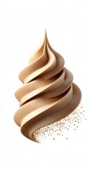 A beautifully illustrated swirl of rich crema, cascading down with sprinkles, offers ample copy space for your text on a clean white background, isolated perfectly.