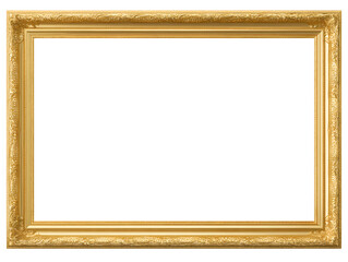 Ornate Decorative Golden Picture Frame Mock Up isolated on white