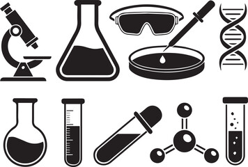 Obraz premium Set of medical silhouette collection on white background