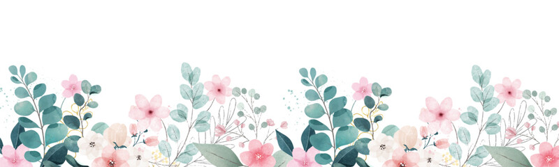 Watercolor flowers background vector for design.
