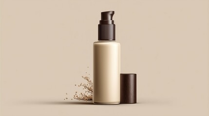 Elegant foundation bottle with brown pump. Mock up