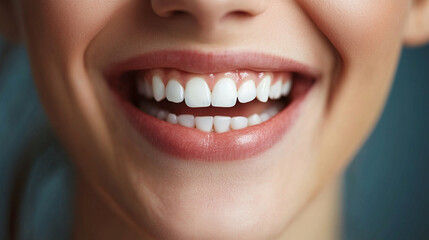 Obraz premium Close-up of a joyful laugh showing a gap-toothed or imperfect smile