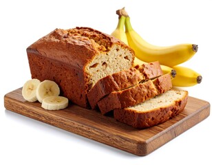 Sliced Banana Bread Loaf on Wooden Board