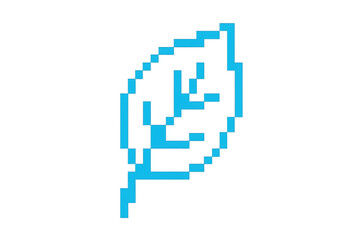 Light blue pixel art feather falling against a transparent background, creating a retro, digital aesthetic