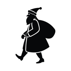 vector silhouette illustration of Santa Claus Carrying Sack Silhouette