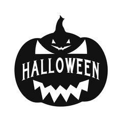vector silhouette illustration of Halloween Pumpkin with Scary Face and Text Silhouette