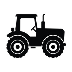 vector silhouette illustration of big wheel with Modern Farm Tractor Silhouette Illustration 